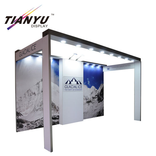 印刷张紧织物背景下架自定义展会展位展示设计10X10的展位